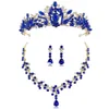 2021 Ensembles de bijoux de mariée en cristal baroque goutte d'eau strass diadèmes couronne collier boucles d'oreilles mariée mariage Dubaï ensemble de bijoux H1022
