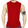 Summer Breathable Tank Tops Pure Color Cotton T-shirts Strong Men Gym Sports Running Wear