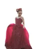 Vestidos de niña Vestido de niña de flores para niños Vestido de fiesta de tul rojo vino para boda Cumpleaños TuTu Primera comunión