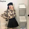 Neploe Vintage Blouses女性シックプリント原宿緩いシャツトップスストリートウェア韓国のファッション全てのマッチBlusas Mujer 94804 210422