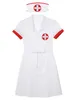 Frauen Weibliche Sexy Krankenschwester Kostüm Tiefe V Arzt Cosplay Erwachsene Uniform Rolle Spielen Party Kleid mit Gürtel und Hut Y0913