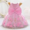 2021 Flower Cerimony Batismo Batismo 1º Aniversário Vestido para Roupas de Bebé Princesa Vestidos Lace Backless Party Dress 0-5 Ano G1129