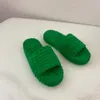 RESORT SPONGE pantoufles sandales en tissu vert de luxe diapositives avec boîte de haute qualité taille 35-44
