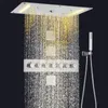 Multifunctionele LED-douchekop van geborsteld nikkel met handbediende spraythermostaat