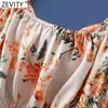 Vrouwen Tropische bloemenprint Backless Bow Tied Mini Dress Prairie Chic Puff Sleeve Vestido Ruches Beach DS4976 210420