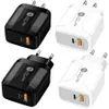 18W Snabbtyp C -laddare QC 3.0 PD -väggladdare EU US UK Plug för iPhone 7 8 x 11 13 14 Samsung LG Xiaomi Power Plug