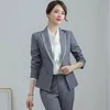 Feminino feminino Slim Spring Splice Jacket Pants Set de 2 Peças de Mulher Formal 1918 Feminino Two Piece