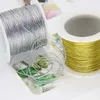 Party Decoratie 20m Zilver Gouden Draad Touw 1mm Ronde Elastische Draadsnoer voor Kleding Tag Geschenkdoos Verpakking Rolls Armband Making Label