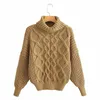 Casual Hohe Kragen Gestrickte Pullover Lose Weiß frauen Pullover Herbst Winter Geometrische Muster Mode 2021 Pullover