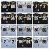 NCAAフットボール83 Heath Miller Jersey 84 Antonio Brown 7 Ben Roetlisberger 43 Troy Polamalu 86 Hines Ward Franco Harris Black White