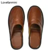 Lederen slippers Echte Koe Paar Indoor Antislip Mannen Vrouwen Home Mode Casual Single Shoes TPR Soft Soles Spring Autum 519