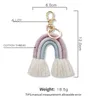 Tissage arc-en-ciel porte-clés pour femmes Boho porte-clés fait à la main porte-clés macramé breloque pour sac voiture suspendus bijoux cadeaux 11 styles