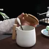 ceramic cup lid spoon