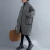 Johnature Women Casual Plaid Hooded Winter Parkas Varma Koreanska Stilrockar Fickor Tjockerad Kvinna Parkas Coat 210521