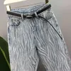 Streetwear zebro padrão jeans primavera primavera verão cintura alta solta reto jeans calças femininas maré 5c839 210427