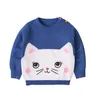 Outono inverno menino menina manga comprida desenhos animados gatinho camisola de malha meninos meninas suéteres para crianças 210429