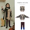 LD韓国の子供のブランドの服男の子のカジュアルなニットコートとベスト子供のファッションの縞模様のジャケット幼児か​​わいい冬210619