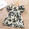 Gooporson Été Fleur Fille Robes Gros Noeud Papillon À Manches Courtes Princesse Robe Fête Anniversaire Enfant Enfants Costume Robes 210715