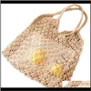 Kvinnor St Bag Beach Woven Shoulder Handväska Handväska Sommarförvaring Väskor Tote F8ZRR Gauje