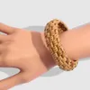 Flatfoosie Czeski Styl Handmade Słomiany Weave Rattan Bransoletka Bransoletka Bangle Duży Okrągły Szerokie Wiksowe Brain Bransoletki Dla Kobiet Prezent Biżuteria Q0719