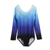 One-Piece Suits 2021 Girls Gradient Tights Ballet Gymnastics Suit Long Sleeve Diamond Coil 4 Colors