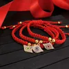 New Hanmade Fatima Hand Evil blue Eye Pendants Woven Red String Bracelet For Women Fashion Lucky Gold Plated Beads Bracelet GC257