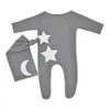 kids Rompers girls boys Stars moon Romper newborn infant Solid color JumpsuitsKnotted hats Spring Autumn fashion Boutique baby ph5020791