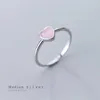 Echte 925 Sterling Silber Romantische Rosa Opal Herzen Ringe für Frauen Einstellbare Offene Finger Ring Mode Edlen Schmuck 210707