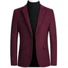 Herren Wollmischung Business Blazer Kleid Anzug Jacke Marke Zwei Knöpfe Kerb Revers Kaschmir Jacke Mantel für Männer Schwarz 210522