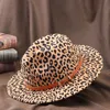 Chapeaux à large bord Fedoras en laine à la mode pour femmes avec boucle de ceinture Panama Hat Vintage Leopard Print Fedora