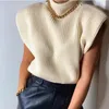 Dames Gebreide Solid Coltrui Mouwloze Sweater Casusal Pullover Herfst Winter Basic Shoulder Pads Vest Jumper Tops 210507