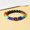 Charm Bracelets Colorful 7 Chakra Bracelet Natural Volcanic Stone Energy Bead Wrist Jewelry Lucky Gift For Men Women XRQ88