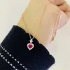 Ins Top Sell Sparkling Brand Luxury Jewelry 925 Sterling Silvergold Fill Heart Pendant Ruby CZ Diamond Gemstones Party Weddd2273