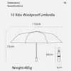 Sonnenschirm Einfacher vollautomatischer 10-Knochen-Regenschirm für Männer und Frauen, supergroße, windabweisende, verdickte, robuste, dreifach faltbare Regenschirme
