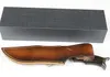 1pcs couteau droit de survie en plein air de qualité supérieure lames en acier damas ébène + poignée en acier couteaux à lame fixe avec gaine en cuir