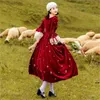 Sonbahar Kadınlar Vintage Uzun Maxi Noel Partisi Vestido Yüksek Kalite Nakış Çiçek Dantel Kadife Patchwork Salıncak Elbiseler 210514