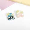 Coconut Tree Bus Emaille Pin Roze Zwarte Broche Tas Kleding Revers Pins Away Button Cartoon Sieraden Gift voor jongens en meisjes