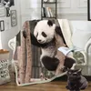 3D Lovely Panda Funny Character Blanket Digital Print Sherpa Blanket on Bed Home Textiles Dreamlike Style Sofa Blanket Warm Soft