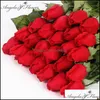 Dekorativa festliga tillbehör Gardendecorative Blommor Kransar Real Touch Rose Bud 25st / Lot Artificiell Silk Bröllop Bouquet Heminredning