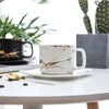 Marble black white and cup High quality cup set saucer cup mugs coffee cups 210409