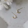 Stud VENTFILLE 925 Sterling Silver Korea Simple Double Half Circle Small Pearl Earrings Women 14k Gold Plating Jewelry Gift