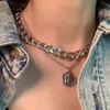 17KM Vintage Multi-layer Coin Chains Choker Necklace For Women Gold Silver Color Fashion Portrait Chunky Chain Necklaces Jewelry