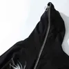 Aolamegs punk grafik tryck blixtlås ribben hoodie hoodie män avslappnad svart cool överdimensionerad kappa mode tröja streetwear höst 220114