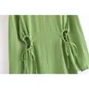 Green Linen Dress Woman Straight Maxi Sexy Hollow Out robe femme Summer 210421