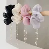 Kobiety Piękne Tassel Pearl Silky Scrunchies Moda Solid Color Włosów Pierścienie Dla Dziewczyn Cute Hair Bands Akcesoria Party