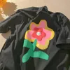 T-shirt féminin 2022 Summer Korean Style Loose grande fleur de grande taille Broidered Harajuku Kawaii Girl Top Vêtements élégants