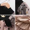 2021 New Little Girls Cute Child Clothes Solid Dress Toddler Outfits Girls Princess Patchwork Dress Baby Kids Bow Suits 2-6 Year Q0716