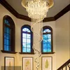 Lång trappkronor duplex Building Villa vardagsrum Trapplampa Modern Minimalist Crystal Chandelier för matsalslampor LED