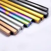 Chopstick 304 Rostfritt st￥l Chopstick Wed Chopstick Square Glossy Silver Gold Rose Gold Black Rainbow Wholesale DH2015