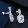 CWWZircons Non Pierced Ear Gorgeous Top Cubic Zirconia Crystal Women Party Clip på långa örhängen utan piercing CZ586 211216